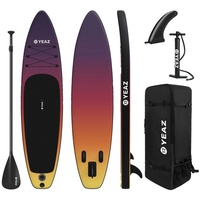 YEAZ Inflatable SUP-Board SUNSET BEACH - EXOTRACE PRO - SET sup board und, Inflatable SUP Board, (Set), inkl. Zubehör wie Paddel, Handpumpe und Rucksack lila