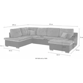 Home Affaire Wohnlandschaft "Föhr U-Form", schwarz (schwarz, anthrazit), B:310cm H:75cm T:200cm, 100% Polyester PRIMABELLE/Webstoff;100% Polyester Melrose/Struktur grob;100% Polyester Luxus-Microfaser/Struktur, Sofas, Wohnlandschaft, wahlweise mit Bettfunktion