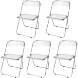 Haloyo® 5er-set Klappbaren Esszimmerstuhl, Modernes Transparentes Design, Acryl & Stahl, Transparent