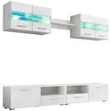 vidaXL 5-Tlg TV-Wohnwand-Set mit LED-Leuchten Hochglanz-Weiß 246027