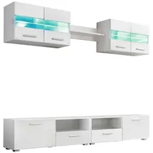 vidaXL 5-Tlg TV-Wohnwand-Set mit LED-Leuchten Hochglanz-Weiß 246027
