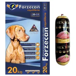 Forzecan Equilibrio 45% FLEISCH GMO-freies 20kg + Hektor Geflügelfutter 900g GRATIS