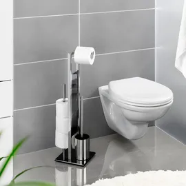 Wenko WC-Garnitur Rivalta Edelstahl/Glas mit Silikon-Ersatzbürste