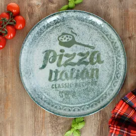 Mambocat 2er Set Pizzateller Creme & grün 33cm Ø 1x ZREC01 & 1x ZREC03