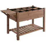 Outsunny Hochbeet mit 8 geteilten Gittern 123 x 54 x 74 cm Braun