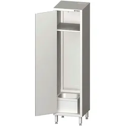 Stalgast Edelstahl Hochschrank mit Spülbecken für Reinigungsutensilien, Flügeltür und 1 höhenverstellbarer Einlegeboden 50 cm x 50 cm x 200 cm (BxTxH)