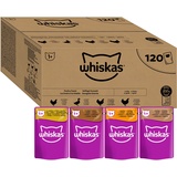 whiskas Adult 1+ Katzennassfutter Geflügel Auswahl in Gelee, 120 Portionsbeutel, 120x85g (1 Großpackung) – Hochwertiges Katzenfutter nass, für ausgewachsene Katzen