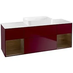 Villeroy und Boch Finion Waschtischunterschrank G741GNHB 160x60,3x50,1cm, Regale Walnut veneer, Peony Matt