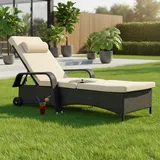 Sonnenliege Schwarz Gartenliege Terrassenliege Relaxliege Freizeitliege - Melko