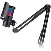 Mars Gaming MMIC-SC, Professionelles Studiomikrofon, Hochwertiges ARGB-Design, Hochauflösend 192Khz 24-bit, Omnidirektionaler Mechanischer Arm, Steuerungsrad, Metallgitter-Popfilter, Schwarz