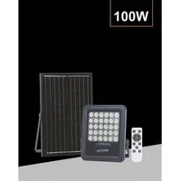 100 Watt Led Flutlicht Mit Solarpanel Natürliches Licht 4000K Fernbedienung Tk09-100W