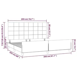 vidaXL Bettgestell 200 x 200 cm Dunkelgrau