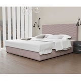 Fun Möbel Boxspringbett Schlafzimmerbett OMERO 200x200cm Stoff Rose inkl. Bettkasten - Rosa