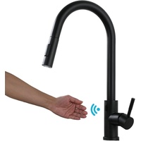 Touch Sensor Küchenarmatur Ausziehbar Schwarz Wasserhahn Brause Mischbatterie