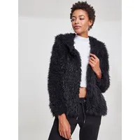 URBAN CLASSICS Ladies Hooded Teddy Jacket in Schwarz, 3XL