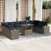 vidaXL Gartensofa-Set 11-tlg. grau Polyrattan