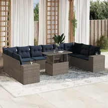 vidaXL Gartensofa-Set 11-tlg. grau Polyrattan