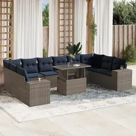 vidaXL Gartensofa-Set 11-tlg. grau Polyrattan