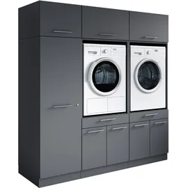 laundreezy Mehrzweckschrank-Set 186 x 200 x 68 cm Grau