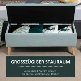 Homcom Sitzbank mit Stauraum Leinenoptik Gummiholz 110 x 39 x 45 cm