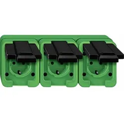 Merten AGRAR Steckdose, 3f, grün, matt, Aufputz, horizontal/vertikal, mit Klappdeckel, IP44, Komplettgehäuse