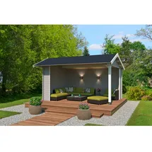 Lasita Maja Gartenhaus San Diego«, Unterstand / Lounge 34mm, Fundamentmass 4250x3000, Lichtgrau, grau