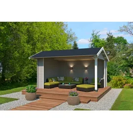 Lasita Maja Gartenhaus San Diego«, Unterstand / Lounge 34mm, Fundamentmass 4250x3000, Lichtgrau, grau