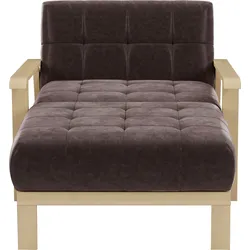Recamiere SIT & MORE "Billund", braun, B:109cm H:88cm T:185cm, 100% Polyester, Sofas, Armlehnen aus Buchenholz in natur, verschiedene Bezüge und Farben