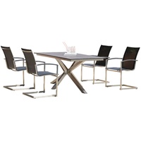 SonnenPartner 5-teilige Sitzgruppe Millenium & Base-Spectra diagonal 160x90 cm Edelstahl mit Textile