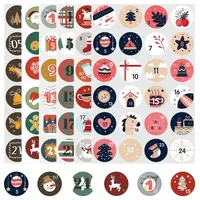 JEKRWNOY Adventskalender Zahlen Aufkleber,1-24 Adventskalender Aufkleber,Klebezahlen Selbstklebend Etiketten Basteln Weihnachten,Rund Zahlenaufkleber Nummern