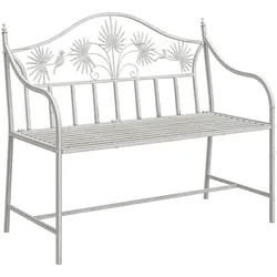 vidaXL Gartenbank Weiß Metall 104 x 52,5 x 89 cm Robust und langlebig