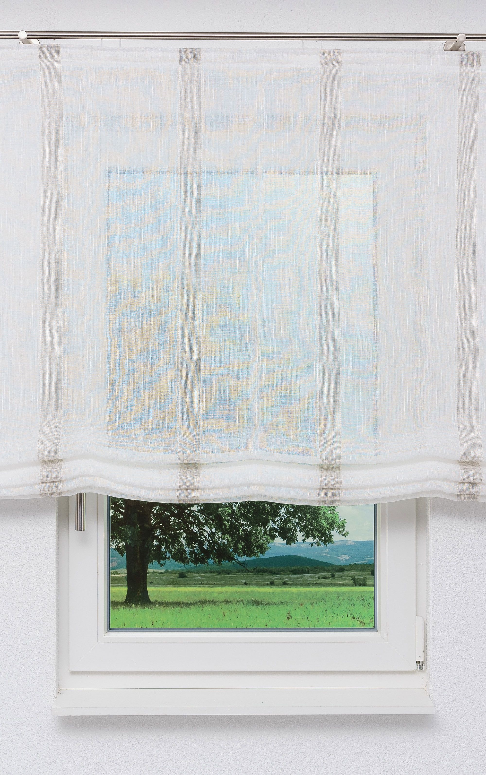 Lysel Raffrollo Larisa hellgrau, transparent mit Schnurzug, Maße: "(Bx H) 140cm * 140cm"
