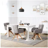 Homestyle4u 2er Set Polsterstühle drehbar Grau 2851,