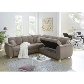 Jockenhöfer Ecksofa JOCKENHÖFER GRUPPE "Udine L-Form", braun, B:263cm T:100cm, Luxus-Microfaser in Lederoptik (100% Polyester);Kissen: 44% Polyethylem, 30% Polyacryl, 26% Polypropylen, Sofas, Ecksofa, 6 individuell, verstellbaren Kopfteilen, Gästebett- und