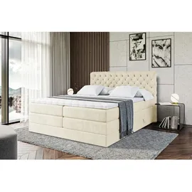 altdecor Boxspringbett mit Matratze Topper, Polsterbett mit Bettkasten BOXI8 KING - 180x200 - Beige Monolith
