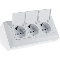 ChiliTec Steckdosenblock 23930, 3-fach, mit Schutzklappen, 250V/16A, weiß