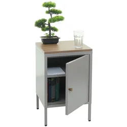 Nachttisch MCW-L84, Nachtschrank Kommode Beistelltisch Schrank, Metall 63x40x40cm, Melaminbeschichtet ~ grau