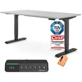 Ergotopia Desktopia Pro X Elektrisch höhenverstellbarer Schreibtisch, Ergonomischer Stehtisch für Büro oder Home Office (Grau, Gestell Schwarz, 120 x 80 cm)