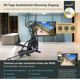 Skandika Crosstrainer Carbon P23 | Ellipsentrainer für Zuhause, klappbar, 23 Programme, App kompatibel, bis 135 kg, Schwungmassensystem