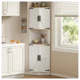 OKWISH Eckschrank Vintage-Küchenschrank (5 Staufächer,weiße Holzoptik,rustikaler Stil,platzsparendes Eckmöbelstück, 1-St., 39,5×39,5×180cm) mit Kippschutzvorrichtung weiß 39 cm x 180 cm x 39 cm