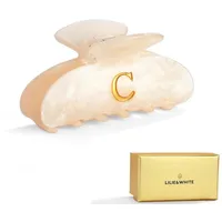 luxuskollektion Damen Haarklammer Acryl Buchstabe C Beige Gold-Detail