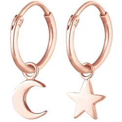 Elli Creolen Ohrhänger Stern Mond Astro Look 925 Silber   Damen 