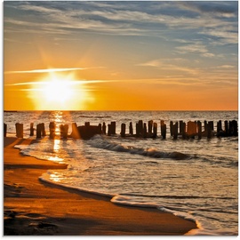 Artland Glasbild »Schöner Sonnenuntergang am Strand«, Strand, (1 St.), in verschiedenen Größen, orange