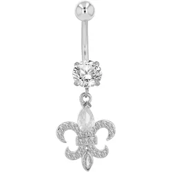 Bauchnabelpiercing ADELIA ́S "Damen Pircing - Bauchnabelpiercing aus Edelstahl mit Zirkonia", Damen, weiß, neutral, Edelstahl, Piercings