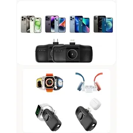 wozinsky Mini-Powerbank 5000 mAh 15 W USB-C mit integriertem USB-C-Kabel und Apple Watch Ladegerät - Schwarz