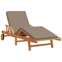 VidaXL Gartenliege Klappbare Sonnenliege mit Rädern & Kissen Taupe