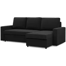 mebligo Ecksofa mit Schlaffunktion, Schwarz - Schwarz
