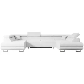 altdecor Eckcouch U-Form 6-Sitzer Weiß