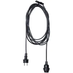 Kabel mit E27 Lampenfassung - für Lampenschirme/Hängeleuchten - für Innen/Außen - 5m - schwarz