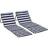Furnicato Strandliege Blau Weiß Klappbar 142l X 51b X 40h Cm